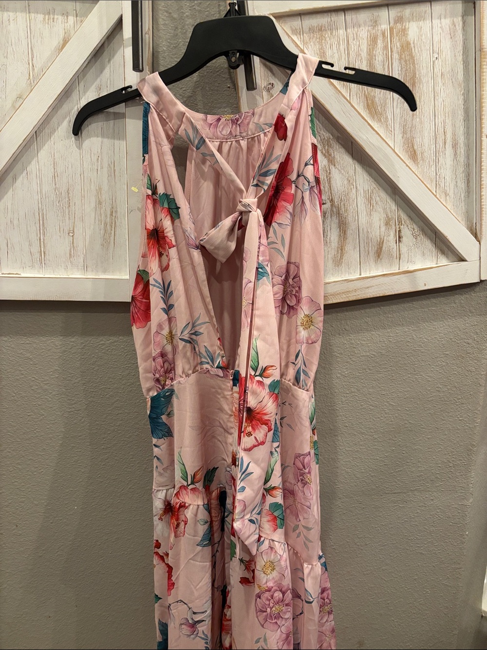 Cupshe Pink Floral Tiered Halter Dress ptp 20 - Picture 4 of 4